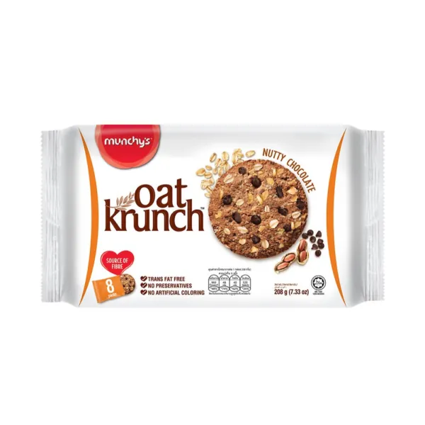 Munchy's Oats Krunch Nutty Chocolate Biscuits (Malaysian) 208gm