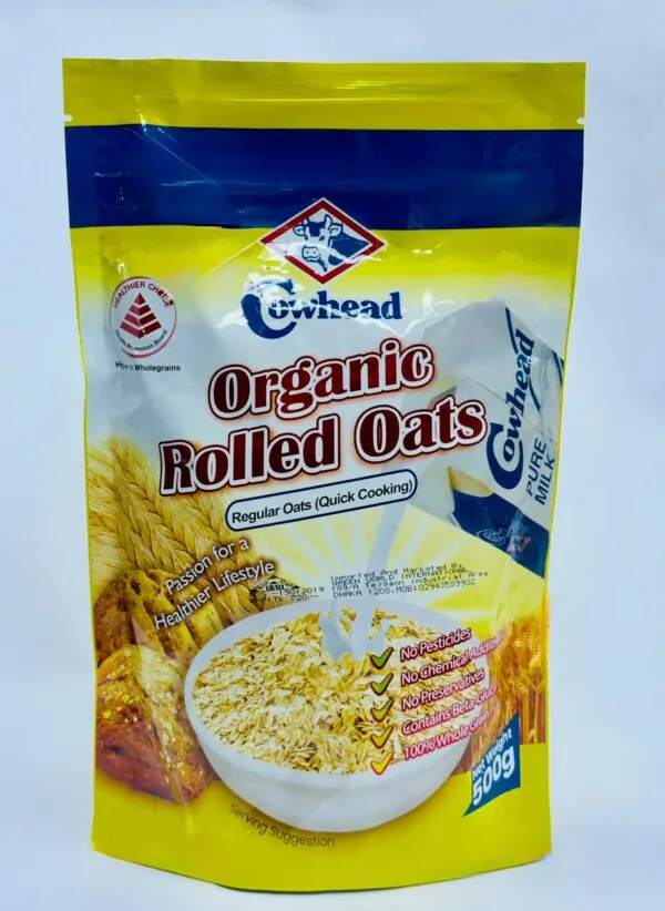 Cowhead Organic Rolled Regular Oats 500gm