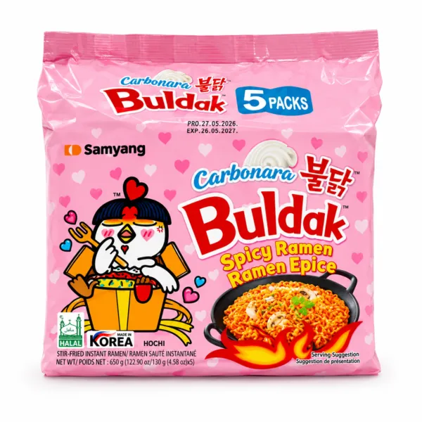Samyang Buldak Carbonara Hot Chicken Flavor Ramen - 700g Family Pack (5 Pkts)
