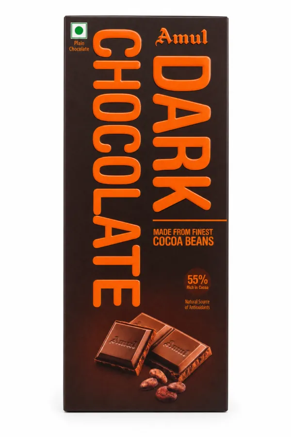 Amul Dark 55% Cacao Chocolate Bar 125gm - India