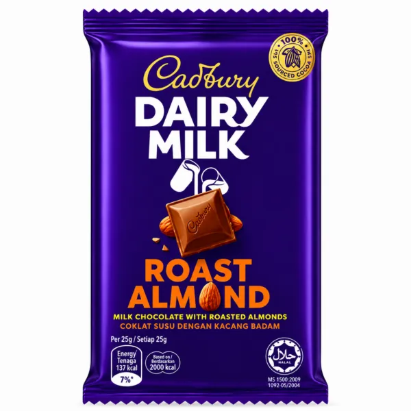 Cadbury Dairy Milk Roast Almond Chocolate Bar (130G)
