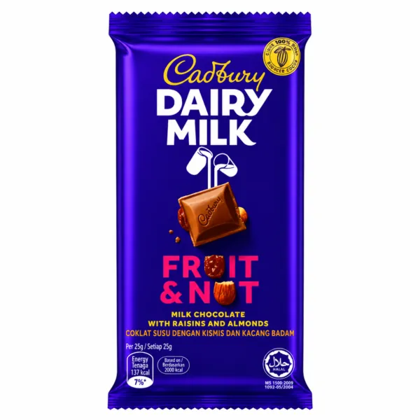 Cadbury Dairy Milk Fruit & Nut Chocolate Bar (130g) - Premium Milk Chocolate