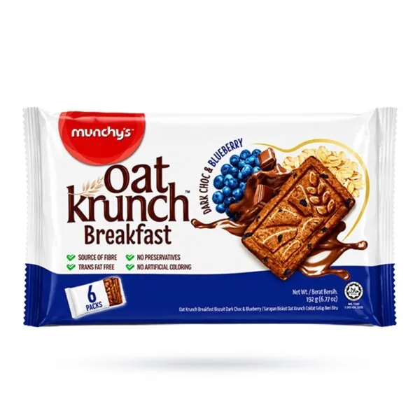 Munchy's Oat Krunch Breakfast Biscuit Dark Choc & Blueberry - 192g
