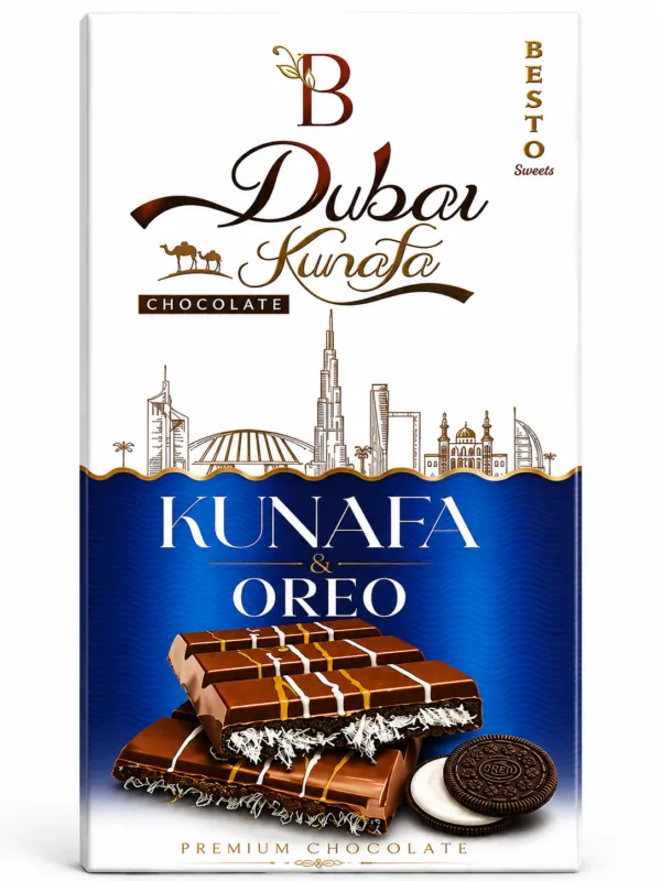 Besto Dubai Kunafa & Oreo Premium Chocolate Bar – 100g