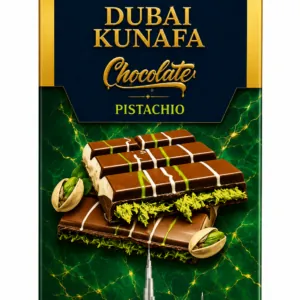 Besto Dubai Kunafa Pistachio Premium Chocolate Bar – 100g