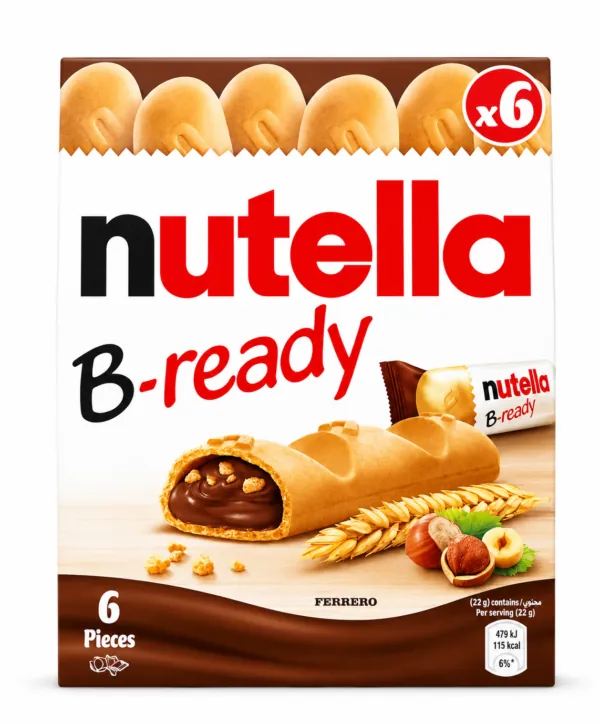 Nutella B-ready Hazelnut Filled Wafer Bars – 6 Pieces