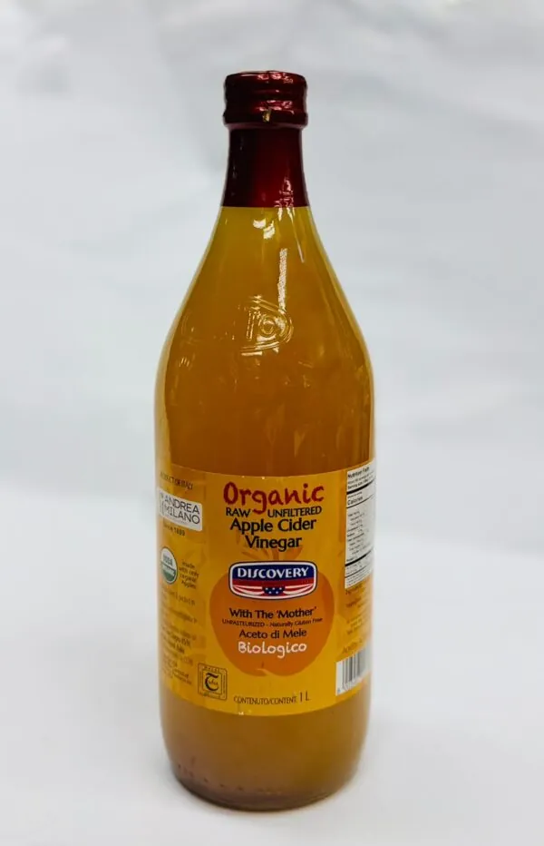 Andrea Milano Organic Raw Unfiltered Apple Cider Vinegar with 'Mother' - 1 Liter