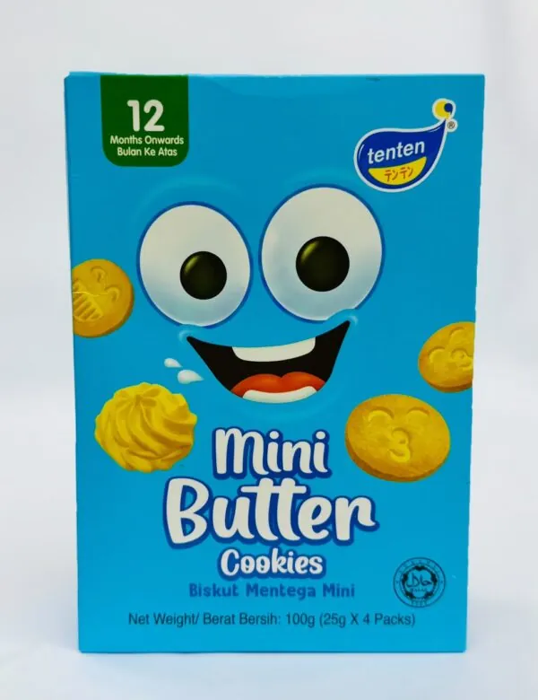 Tenten Mini Butter Cookies for Toddlers (12+ Months) - 100g (25g x 4 Packs)