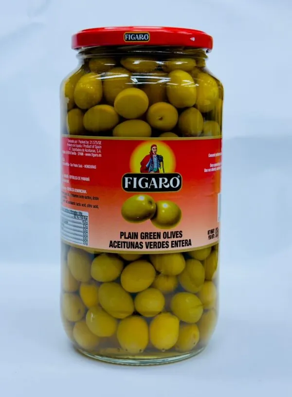 Figaro Plain Green Olives - Glass Jar