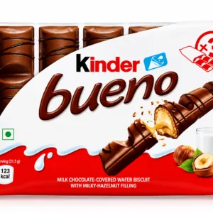 Kinder Bueno Milk Chocolate Wafer Biscuits with Milky Hazelnut Filling – 3 Bars