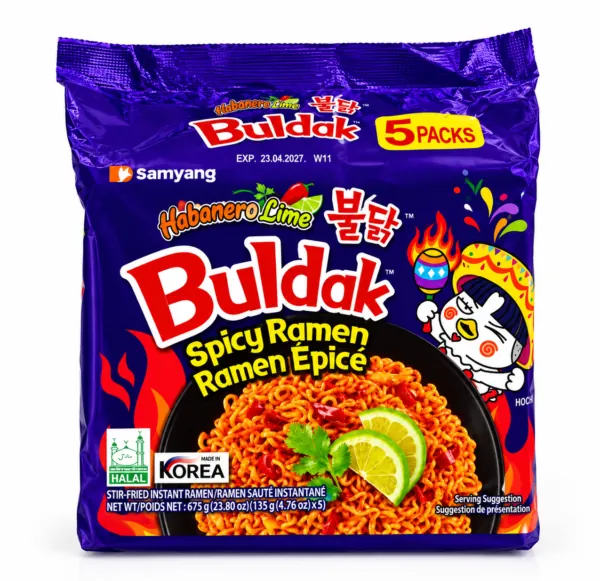 Samyang Buldak Habanero Lime Spicy Ramen 675g (5 Packs)