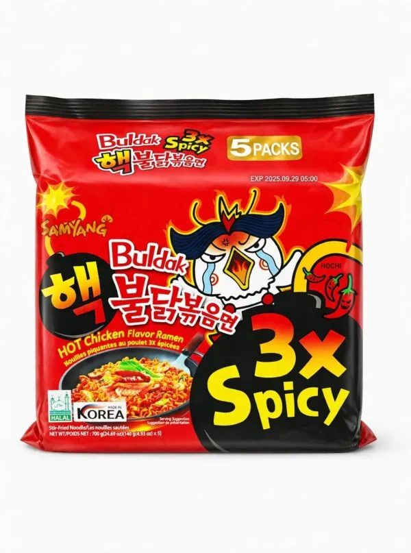 Samyang Buldak 3x Spicy Hot Chicken Flavor Ramen (Multipack) - 700g (140g x 5 Packs)